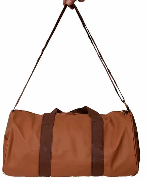 brown leather gym bag