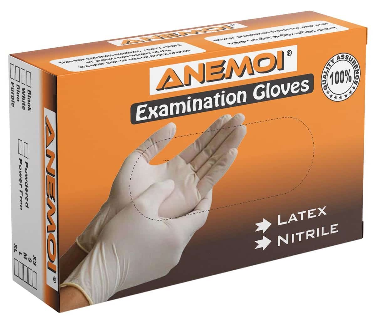 Latex Medical Examination Disposable Hand Gloves, White, 50 Pcs Per Box (Medium)