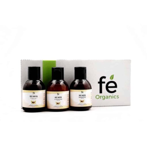 Fe Organics Rice Hair Care Combo Shampoo, Conditioner & Hair Oil (Travel Pack/Trial Pack)
