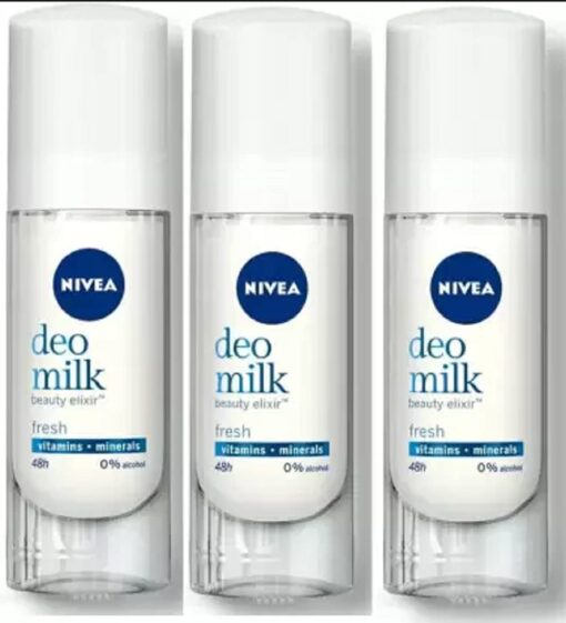 NIVEA Deo Milk Beauty Elixir Fresh Deodorant Roll on Each 40ml Pack of 3 Deodorant Roll-on - For Women (120 ml, Pack of 3)