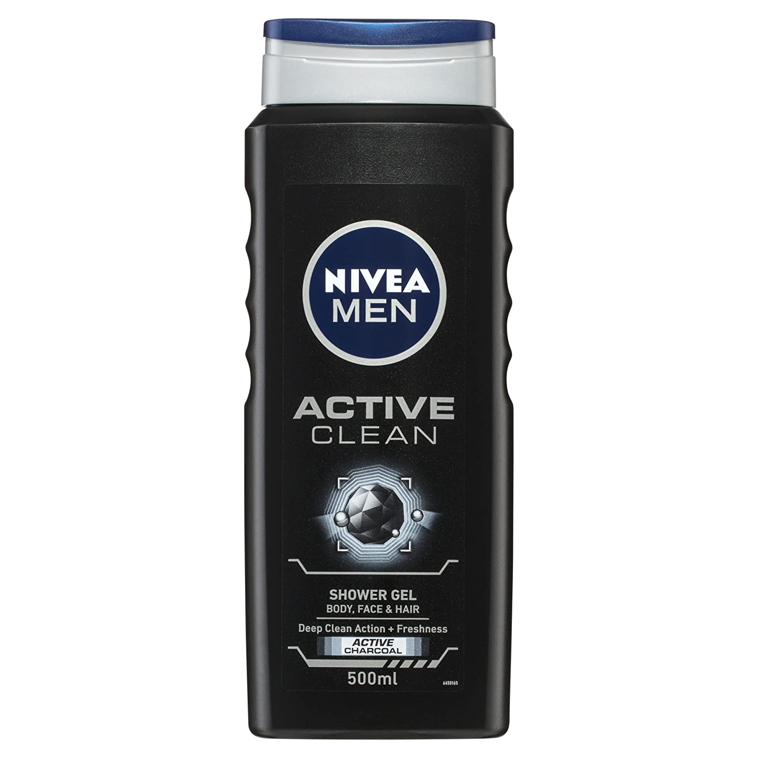 NIVEA Men Body Wash, Active Clean with Active Charcoal, Shower Gel for Body, Face & Hair, 500 ml