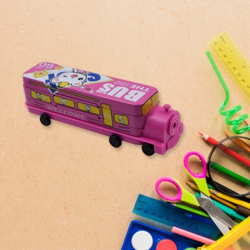4568a double decker magic bus compass 2 layer metal bus compass pencil case 4568A Double Decker Magic Bus Compass 2 Layer Metal Bus Compass Pencil Case with Movable Wheels & Sharpener Bus Shape with Tiers Metal Pencil Box...