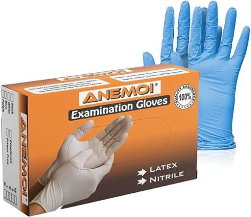 anemoi 100pcs nitrile disposable surgical powder free rubber medical ANEMOI Nitrile Disposable Gloves - Disposable | Bluee | 100Pcs