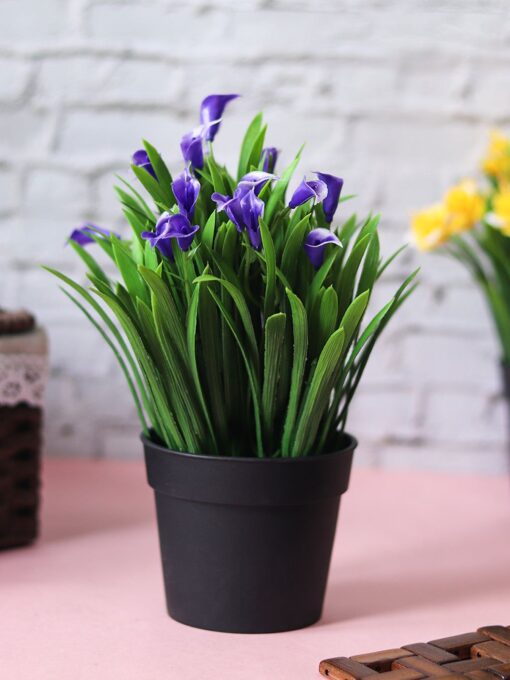 purple artificial flower with pot Purple Artificial Flower With Pot