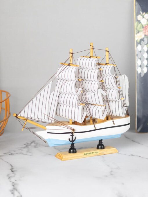 sailing boat decorative showpiece white Sailing Boat Decorative Showpiece - White