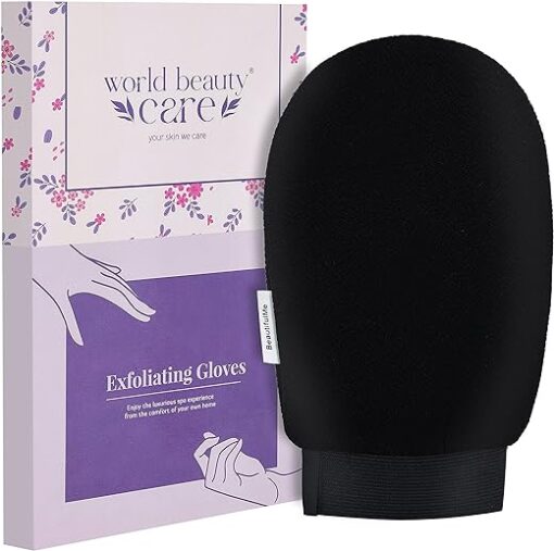 wbc worldbeautycare wbc body exfoliating glove pure viscose fibre WBC WORLDBEAUTYCARE WBC Body Exfoliating Glove - Pure Viscose Fibre, Double-Layered Exfoliating Body Glove for Dead Skin, Tan Removal for Face and...