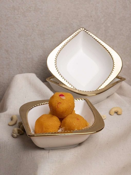 golden edge white dish set of 3 Golden Edge White Dish Set Of 3