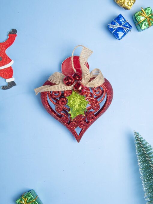 red heart christmas hanging ornaments heart set of 2 pcs Red Heart - Christmas Hanging Ornaments- Heart Set Of 2 Pcs