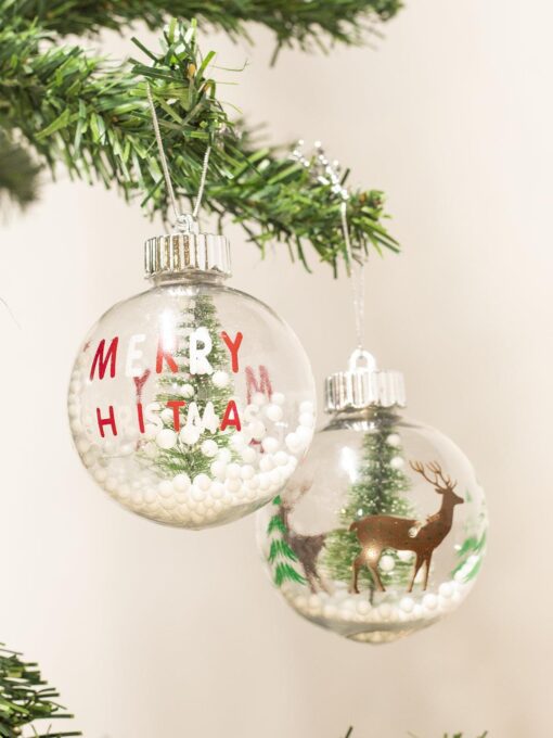 reindeer print christmas hanging ball set of 2 Reindeer Print - Christmas Hanging Ball Set Of 2